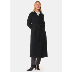 Whistles Black Morgan Funnel Neck Coat